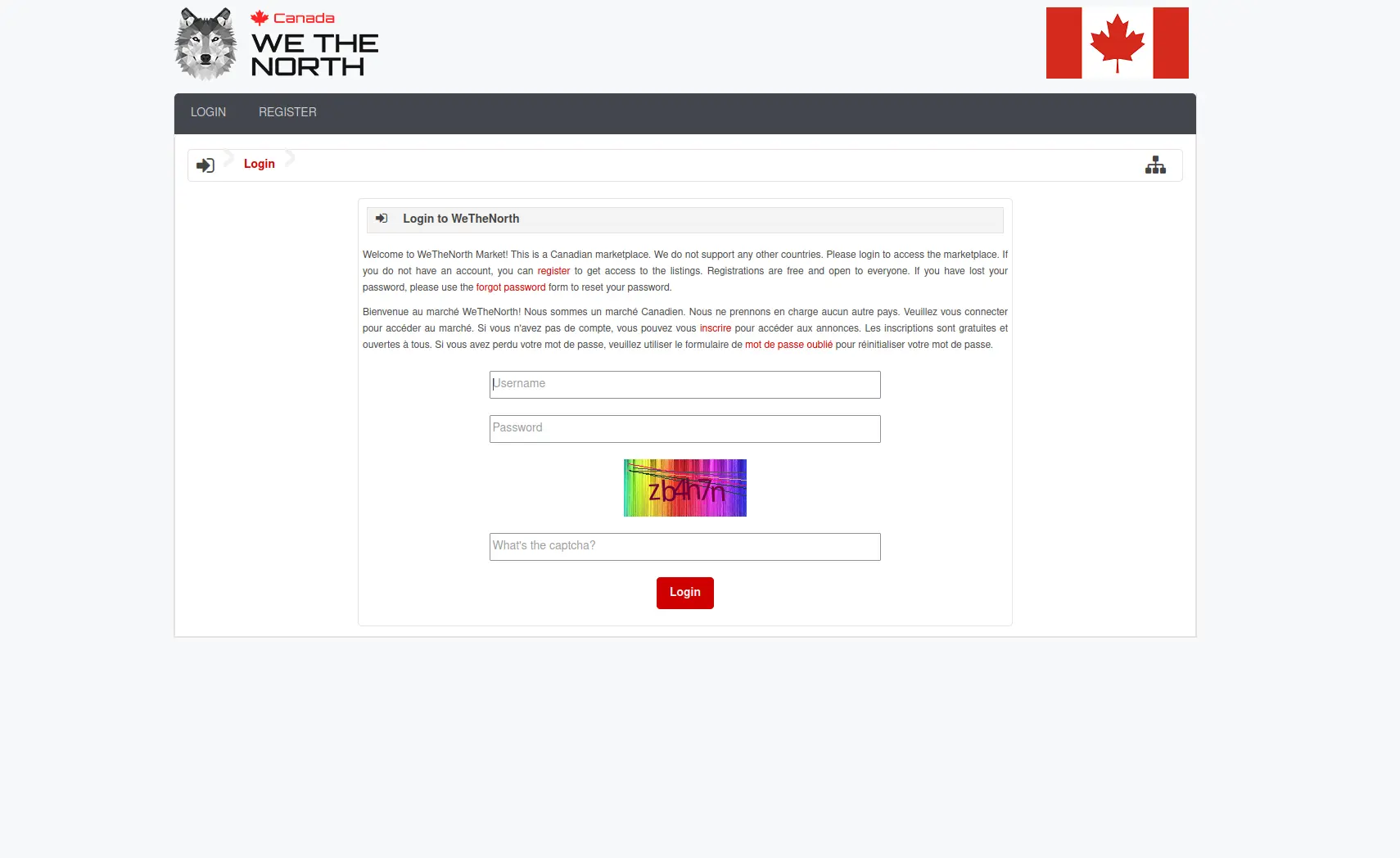 WeTheNorth Market login page secure access interface